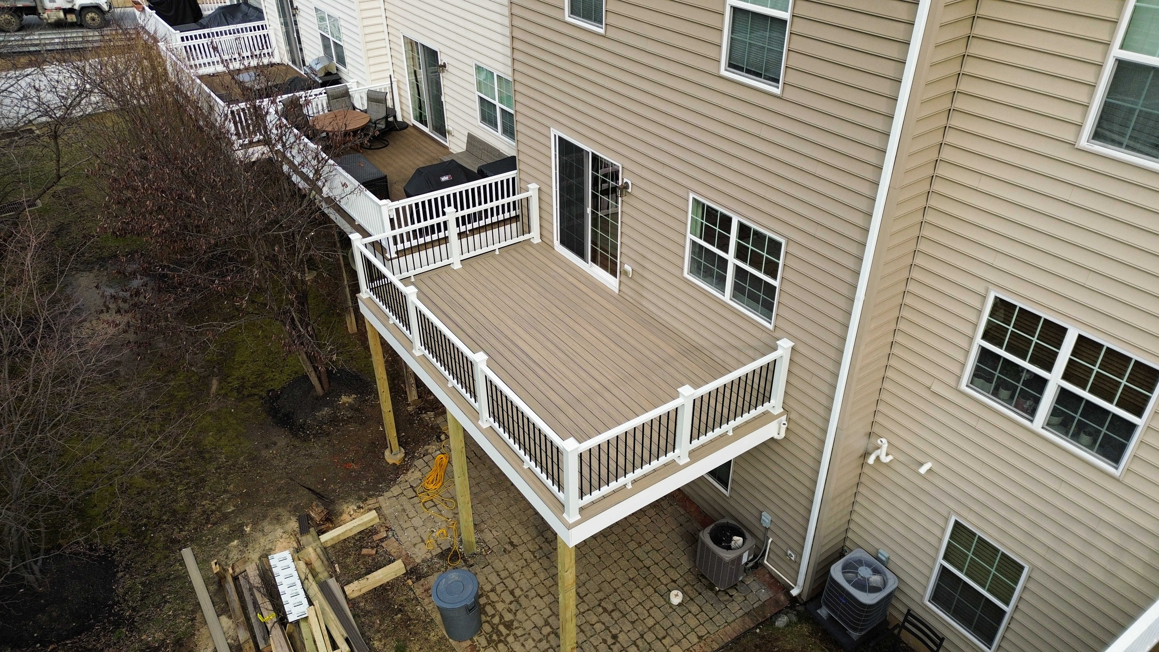 Aerial perspective of completed deck building project